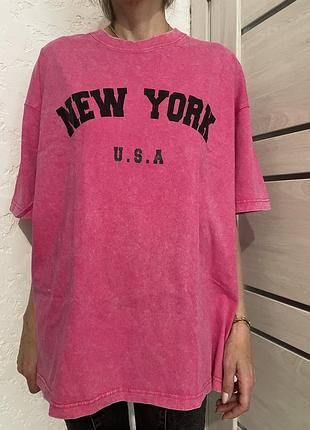 Футболка жіноча рожева варена варьонка розмір xl xxl new york футболка oversize