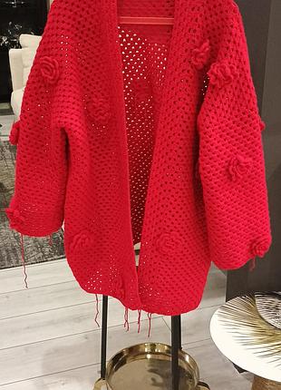 Вязаный кардиган, кофта, кимоно, накидка, трикотажное пальто женское.