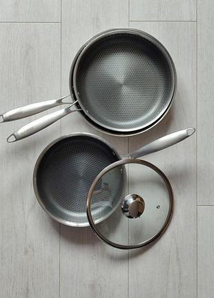 Сковорода из нержавеющей стали с антипригарным покрытием и крышкой