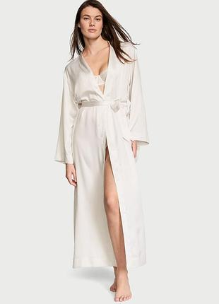Длинный белый сатиновый халат невесты victoria's secret