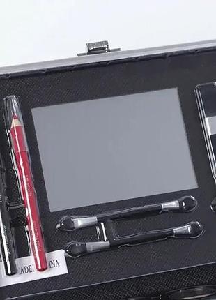 Набор декоративной косметики в алюминиевом кейсе с зеркалом makeup set mc1488 серебристый3 фото