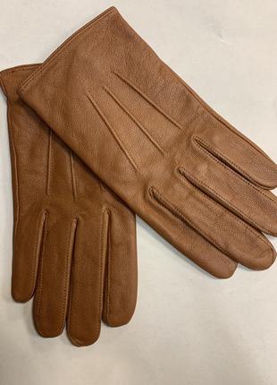 Женские кожаные перчатки на флисе