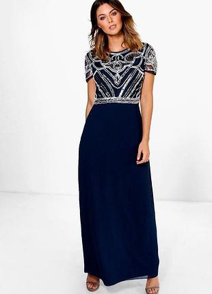 Сукня шикарна святкова випускна вечірня  розшита бусінами і пайєтками максі boohoo