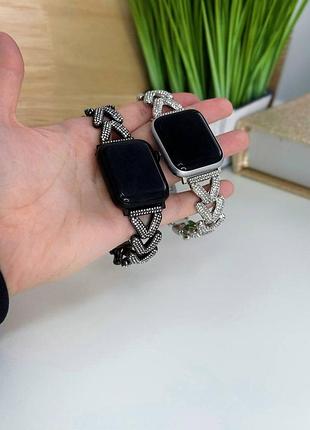 Ремінці металічні з камінцями для apple watch