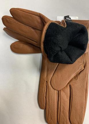 Женские кожаные перчатки на флисе3 фото