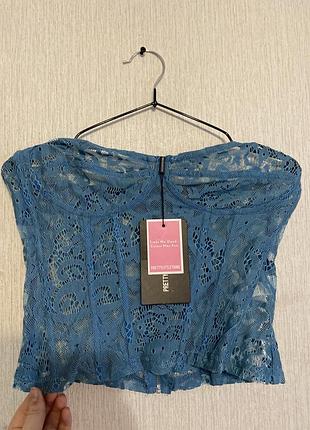 Просиліконений  корсетний ажурний топ на застібці позаду