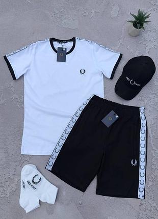 Набор fred perry лампас футболка шорты кепка 2 пары носка в подарок 🎁