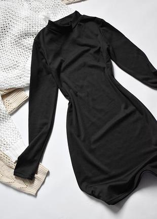 Черное короткое утепленное платье shein xs
