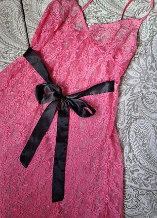 Пеньюар ночнушка кружев розовый ажурн бант ahu lingerie s бельё нежное