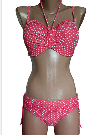 Купальник margo blues раздельный коралловый пляжный бикини в горошек размер м