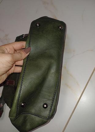 Сумка темнозелена,коричнева 4