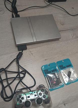 Sony playstation 2 scph 75004 slim silver прошитая + много игр