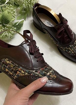 Кожаные брони,оксфорди,туфли бренда clarks