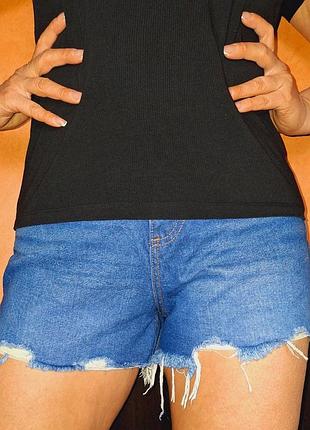 Идеальные базовые джинсовые синие шорты женские трендовые плотные denim co 12