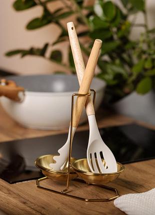 Подставка для ложки, черпака или же лопатки в золотые на две секции