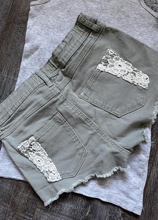 Дитячі міні шорти, денім з мереживом 6