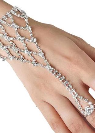 Браслет з каблучкою на палець слейв-браслет зі стразами 12553