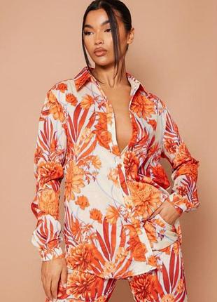 Оранжевая женская рубашка plt, с длинным рукавом, размер l