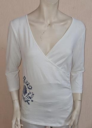 Красивая кофточка белого цвета с принтом на боку marella sport, оригинал, молниеносная отправка