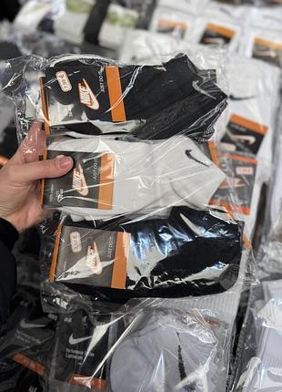 Набір 6 пар упаковка жіночі укорочені короткі шкарпетки носки найк білі чорні з сіткою сіточкою