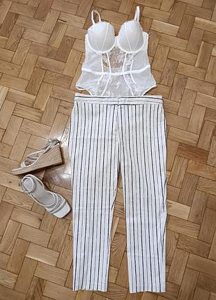 Стильные женские брюки, брюки f&amp;f 16(44), брюки полоска лето купить, светлые брюки