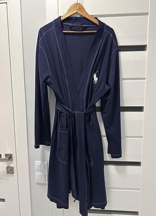Чоловічий халат polo ralph lauren синій 100% котон