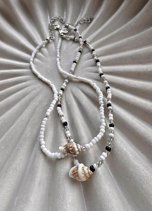 🐚набір 2 морських чокери з ракушками