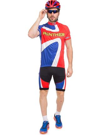 Велоформа летняя джерси и шорты panther  xl-xxl красный-синий