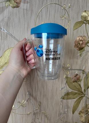Подвійна пластикова дорожня склянка mug з ручкою disney logo