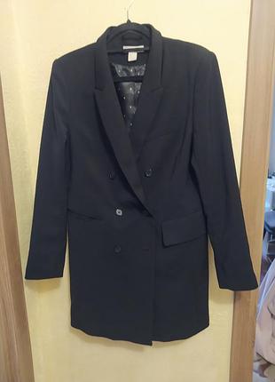 Пиджак двубортный h&amp;m черного цвета eur 46