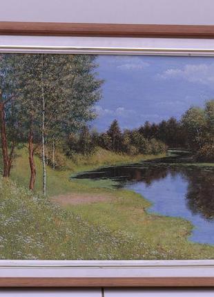 Картина летний пейзаж галас 2001 г. холст масло с рамой 79х64 см, без рамы 65,5х50,5 см №16