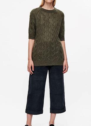 Cos удлиненный свитер в косы из мохера и шерсти xs/s