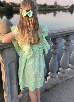 Сукня 👗 на літо з рюшами для дівчинки легка в квіточку принт