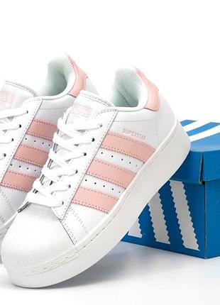 Женские кроссовки adidas superstar xlg white pink 36-37-38-40