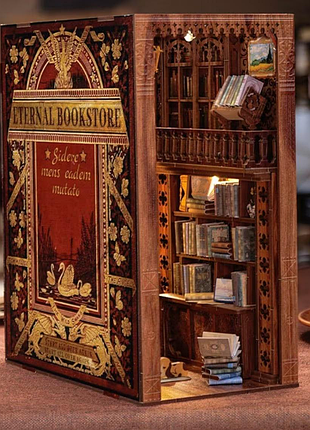 Интерьерный румбокс book nook — миниатюрный книжный уголок, diy набор для сборки