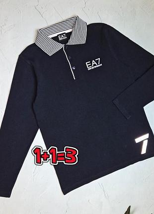 🎁1+1=3 брендовий темно-синій лонгслів светр поло MEN armani, розмір 46 - 48