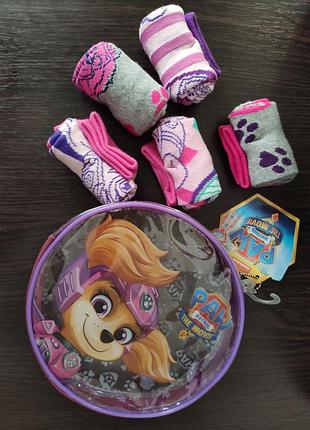 Дитячі шкарпетки набір скай еверест р.23/25 щенячий патруль 5шт+косметичка disney