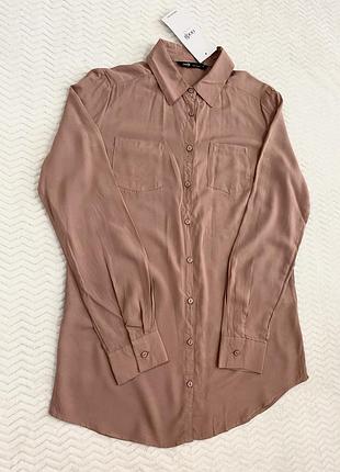 Рубашка сорочка oodji з біркою беж віскоза довгий рукав - рукав 3/4