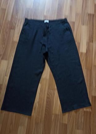 Черные брюки замес льна и вискозы 16 размер на лето