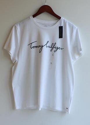 Tommy hilfiger футболка белая женская классическая, р. xl, оригинал