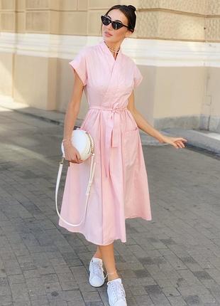 Платье на запах хлопок поплин с поясом