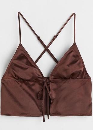 Топ шовковий на завʼязках h&m коричневий xs