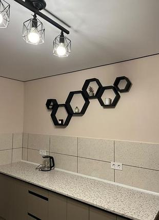 Набір полиць з дерева 6 шт ,полки соти