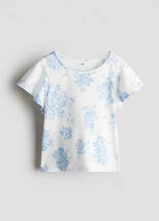 Футболка хлопковая с голубыми цветами h&m