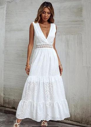 Сарафан нарядный, женский  макси  котон прошва 50-52 р