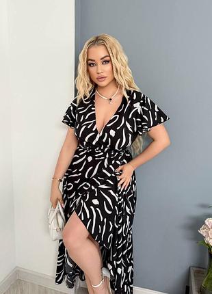 Длинное платье на запах цвета и принты в ассортименте