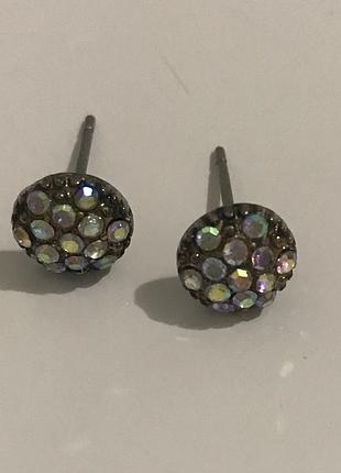 Сережки пуссети з кристалами аврора бореаліс