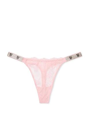 Трусики стринги со стразами victoria’s secret shine strap rose lace panty very sexy pretty blossom
