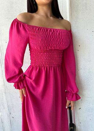 Сукня креп-жатка. міді, гумка на грудях. довге легке плаття