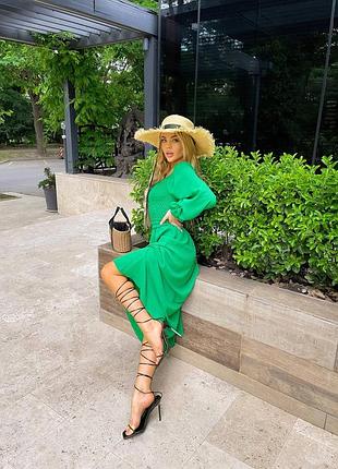 Сукня креп-жатка. міді, гумка на грудях. довге легке плаття